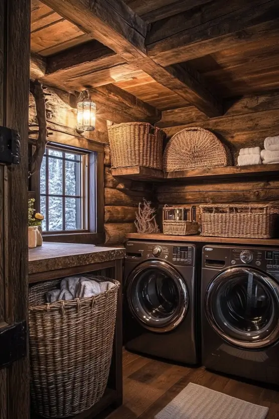 Log Cabin Laundry Room Ideas