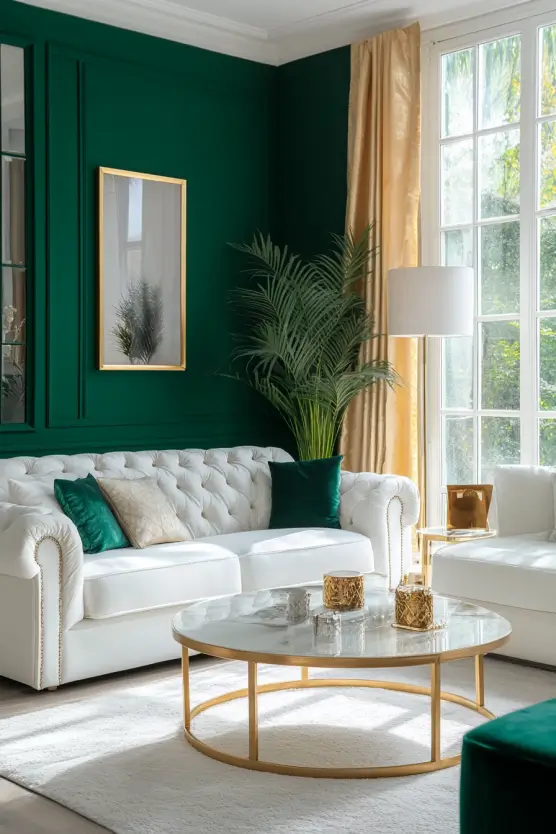 Pantone Quetzal Green Living Room