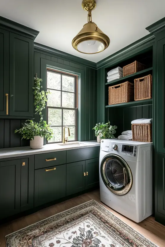 Forest Green Laundry Room Ideas