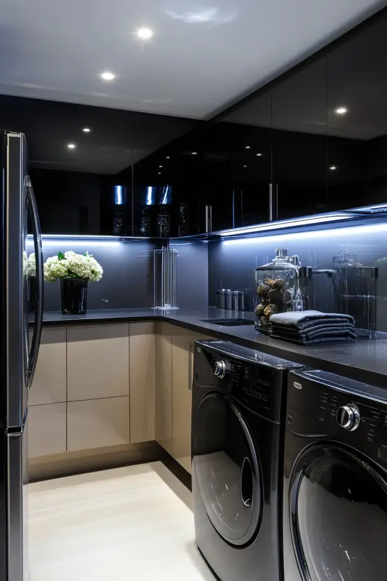 Laundry Room Ideas with Black Appliances