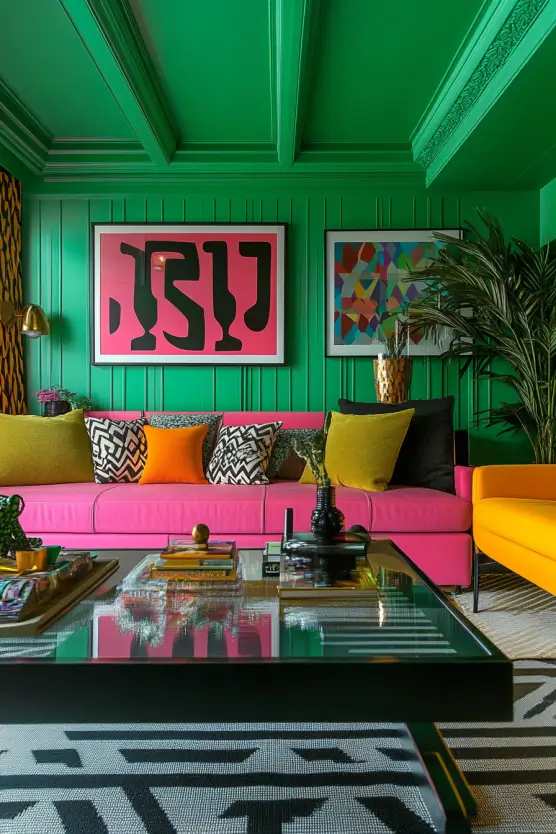 80s Living Room Green