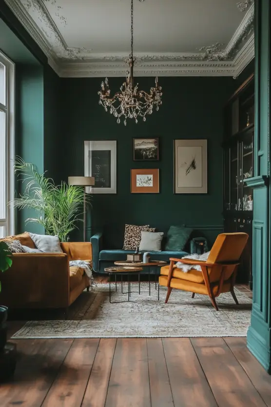 Dark Green Living Room