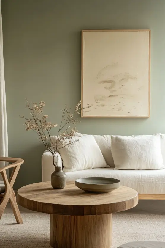 Green Living Room Japandi