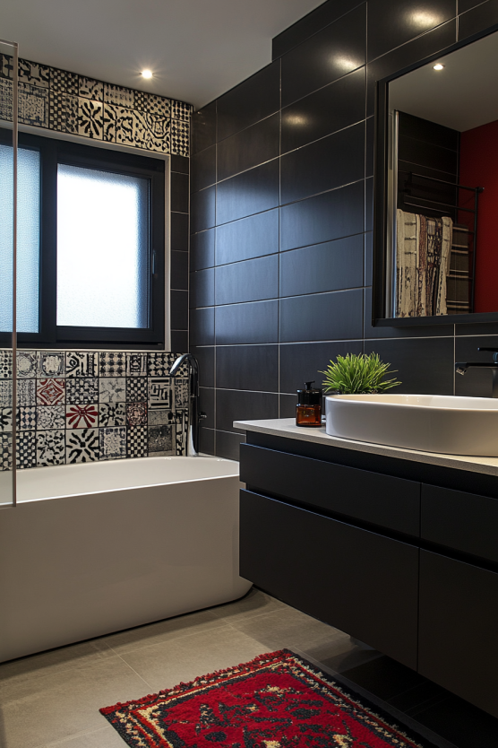 Monochrome Tiles with a Pop of Color