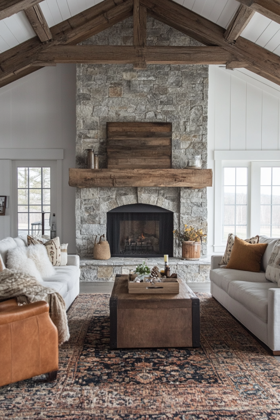 Cozy Stone Fireplace